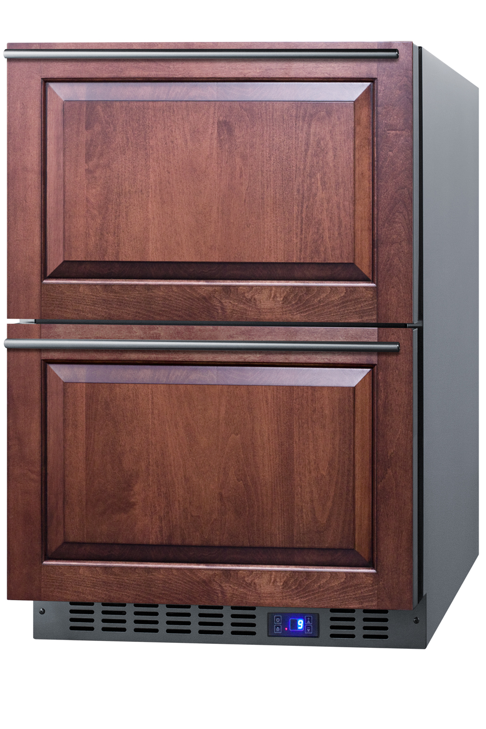 Built-in undercounter two-drawer all-refrigerator in complete stainless steel with panel-ready drawer fronts